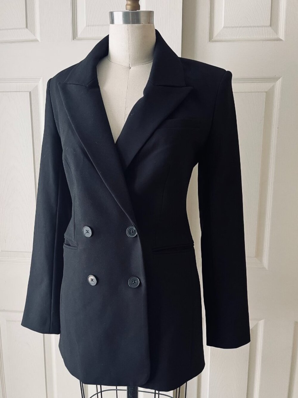 Express Double Breasted Longline Blazer Black Size 4